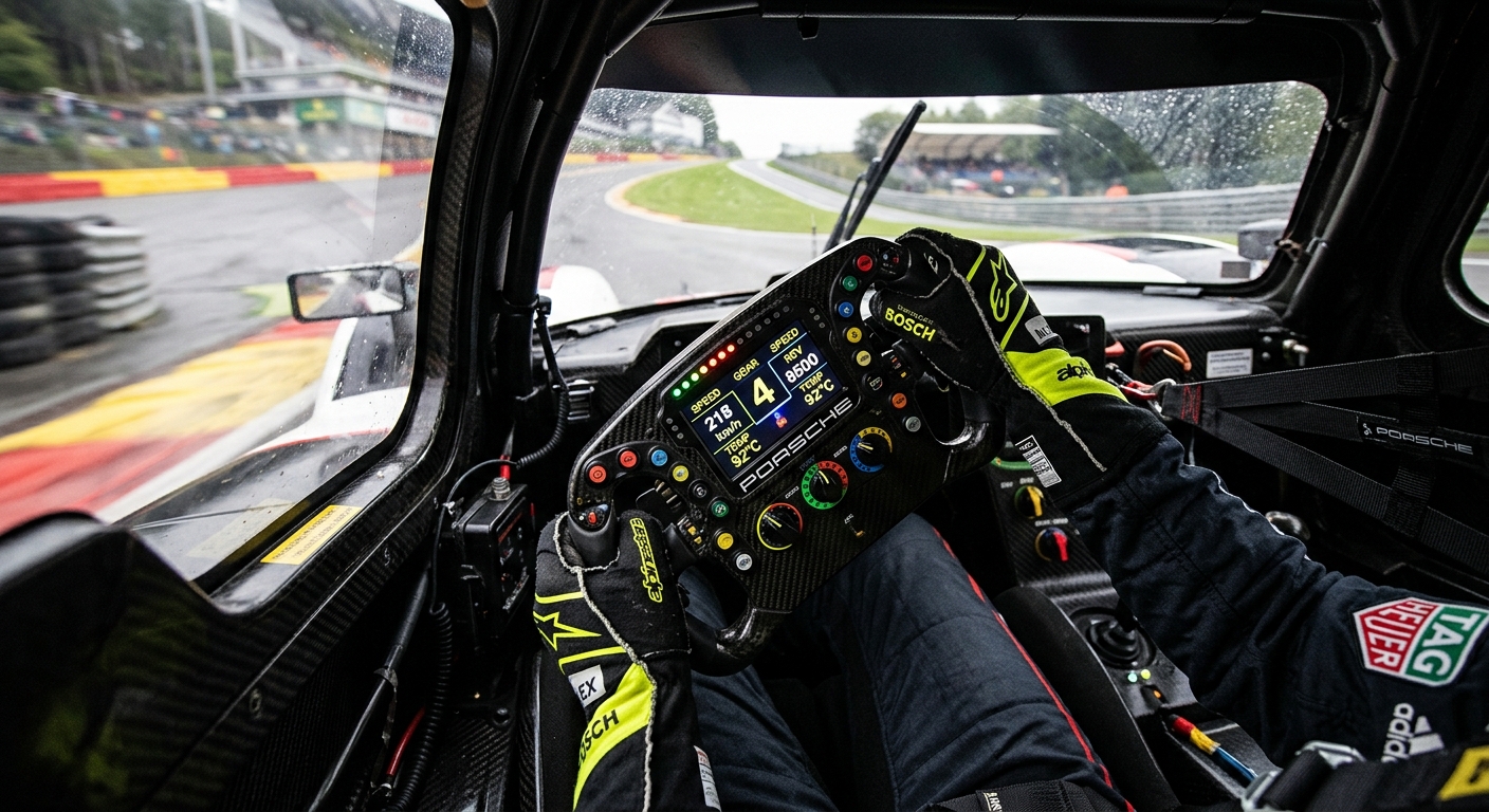 Smooth steering inputs are vital to maintaining front-end grip in high-downforce prototype cars.