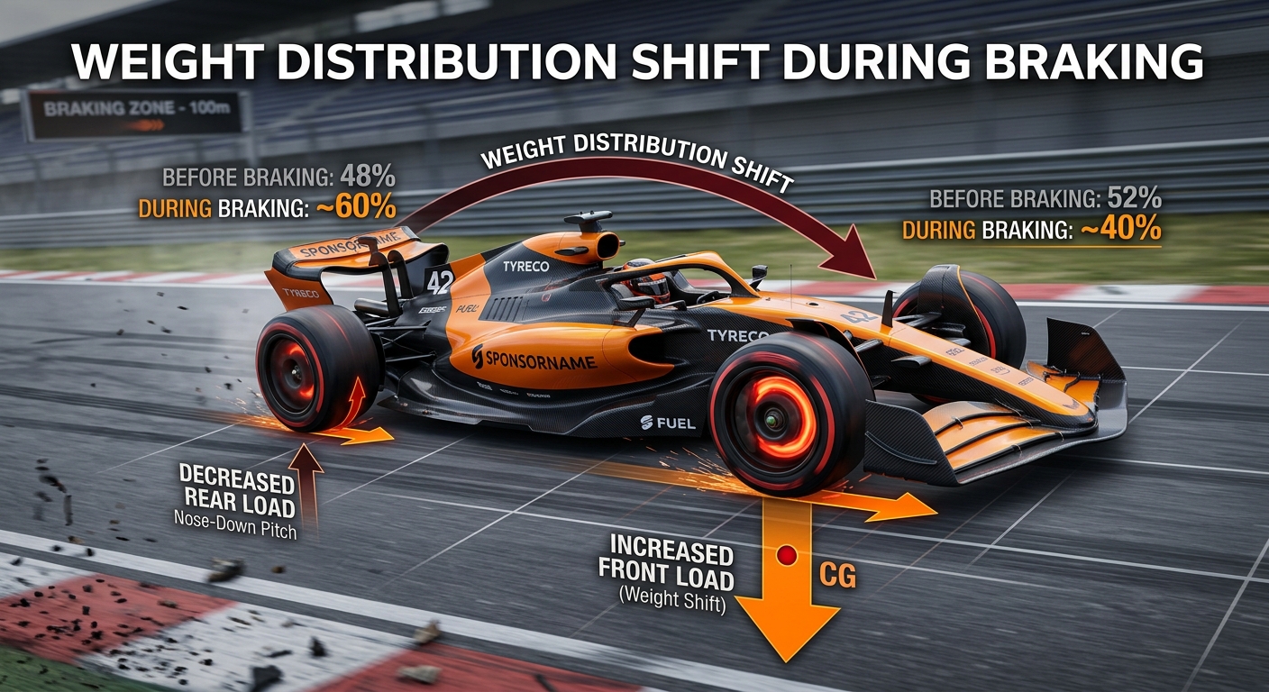 Visualizing weight transfer helps drivers understand how to manipulate the car's grip through corners.