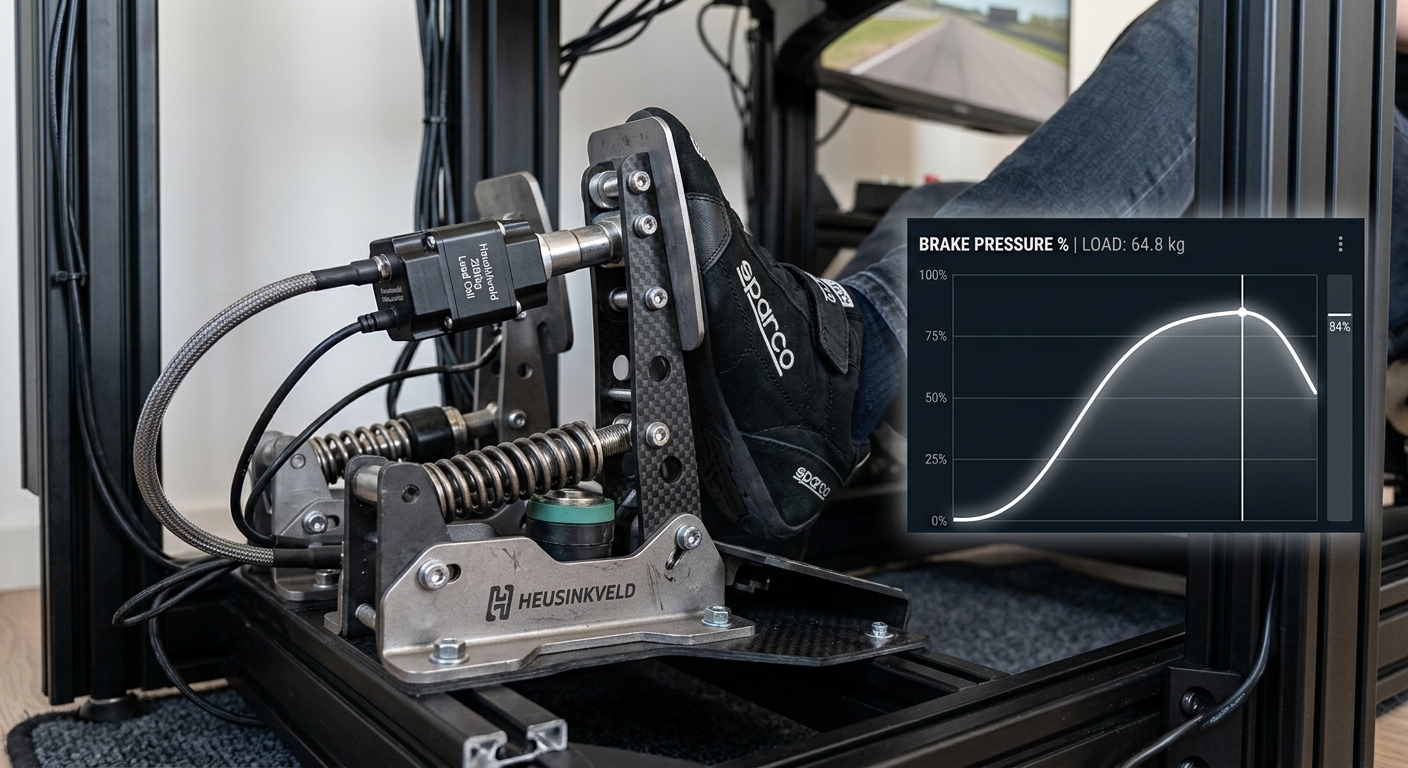 Load cell pedals measure pressure rather than distance, allowing for more consistent muscle memory and smoother braking telemetry.