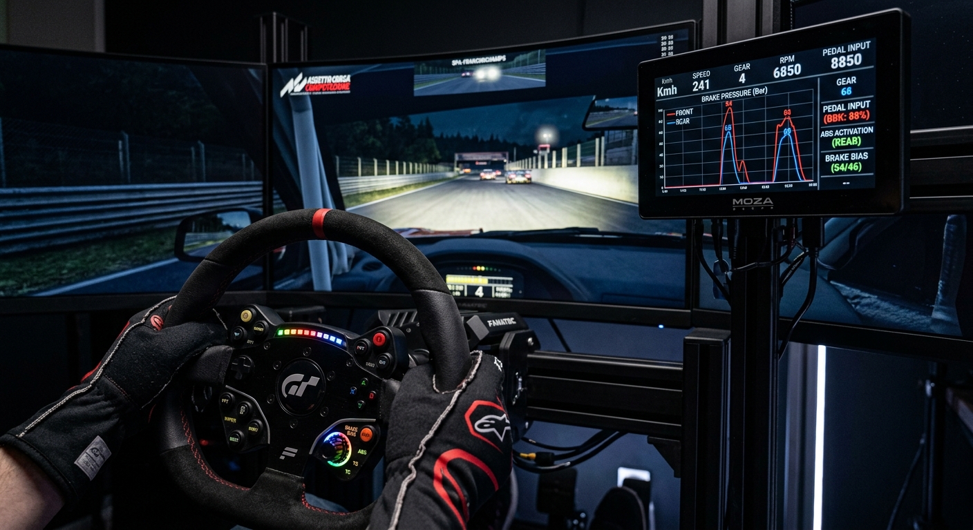 Managing brake pressure without ABS is a critical skill for Prototype drivers in multiclass traffic.