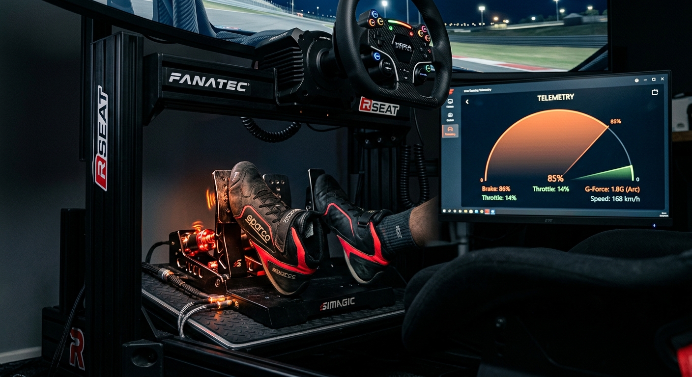 Haptic feedback motors provide instant tactile data on tire lock-ups and ABS thresholds.