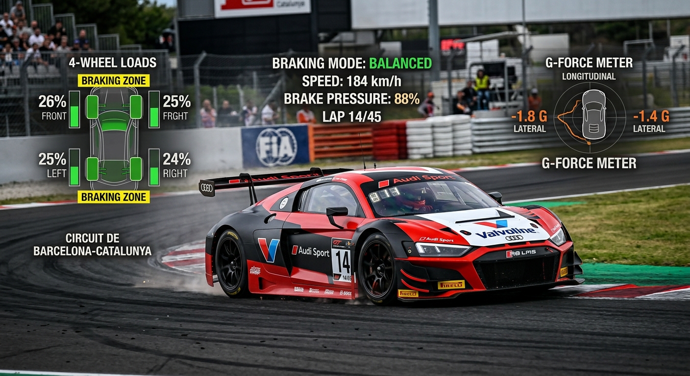 Using dual-pedal inputs to balance the car's weight and improve rotation during the cornering phase.