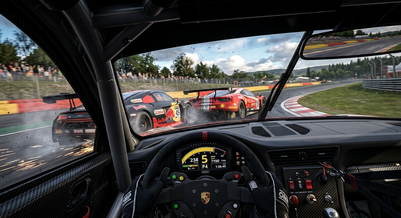 Peripheral vision allows drivers to track the movement of adjacent cars without taking their eyes off the racing line.