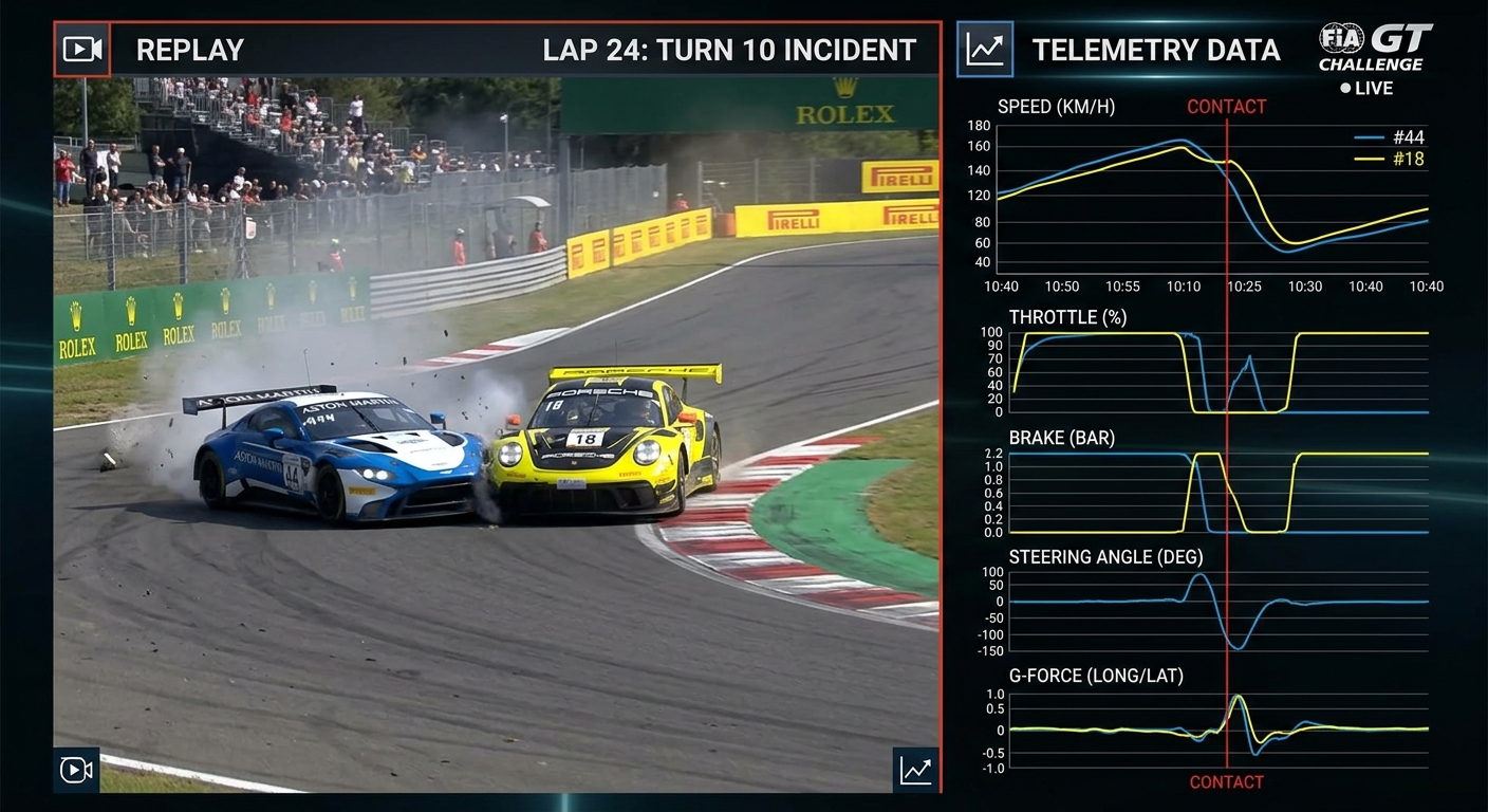 Stewards compare replay footage with telemetry to identify sudden technical failures versus driver mistakes.