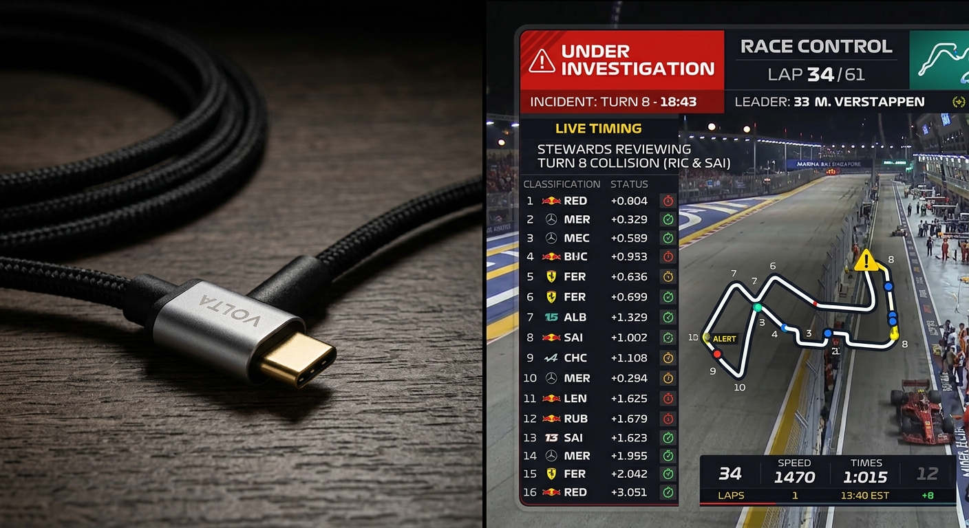 A visual representation of the intersection between physical hardware issues and digital race control investigations.