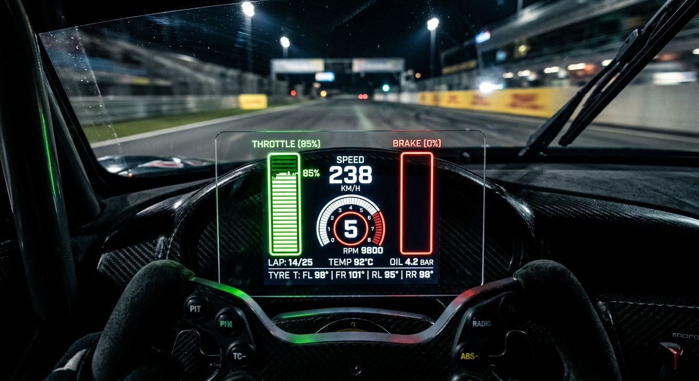 Visualizing precise pedal application helps drivers correlate their physical movements with car behavior on track.