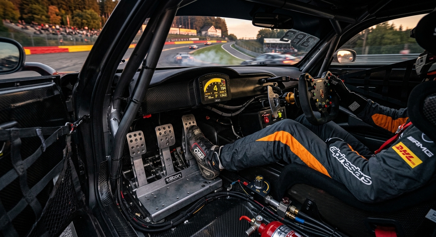 Precise pedal work is often masked by the high stability of modern GT3 cars like the Ferrari 296.