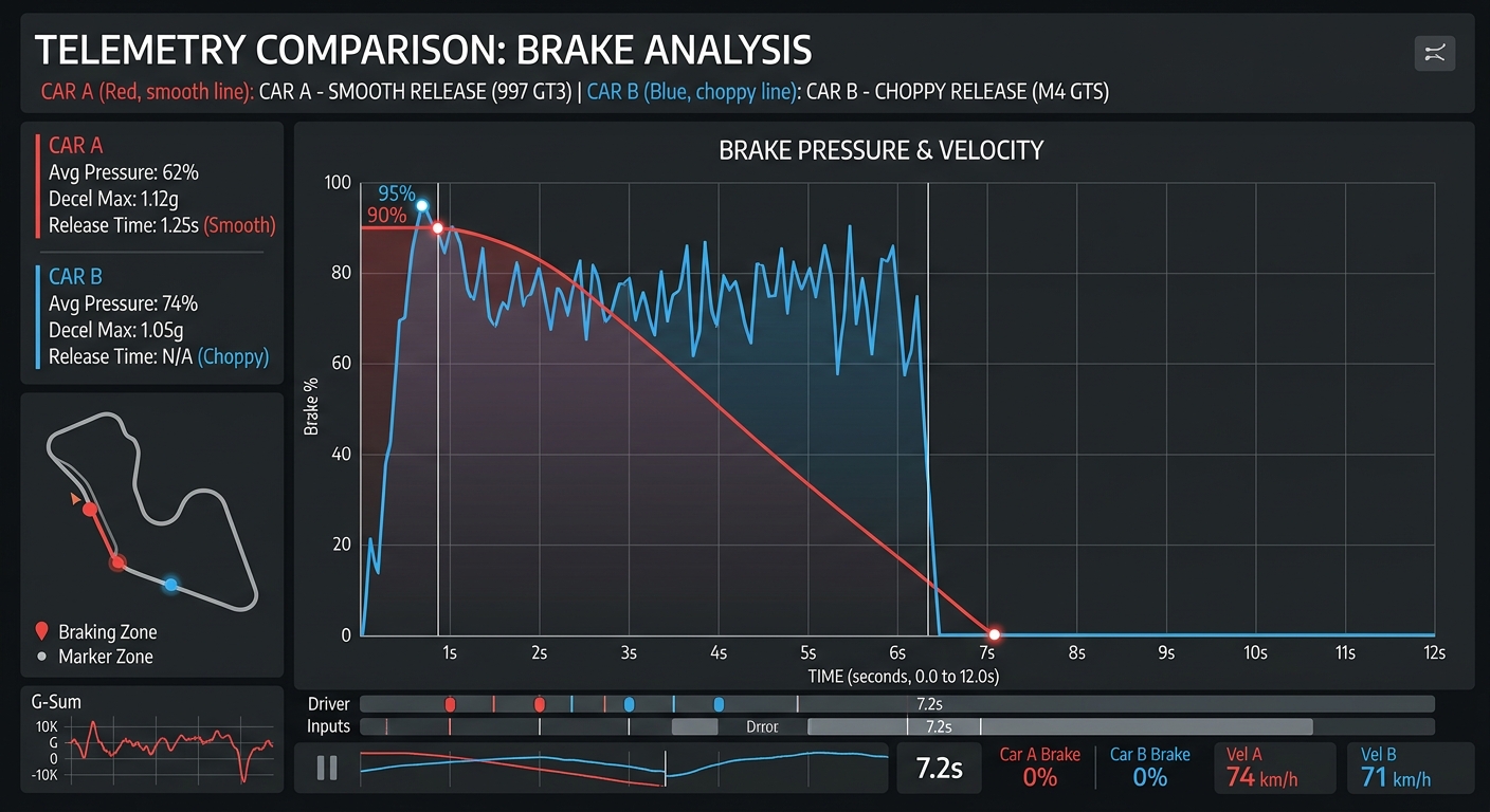 Telemetry data reveals the technical differences between a stable car and one that requires advanced driver inputs.
