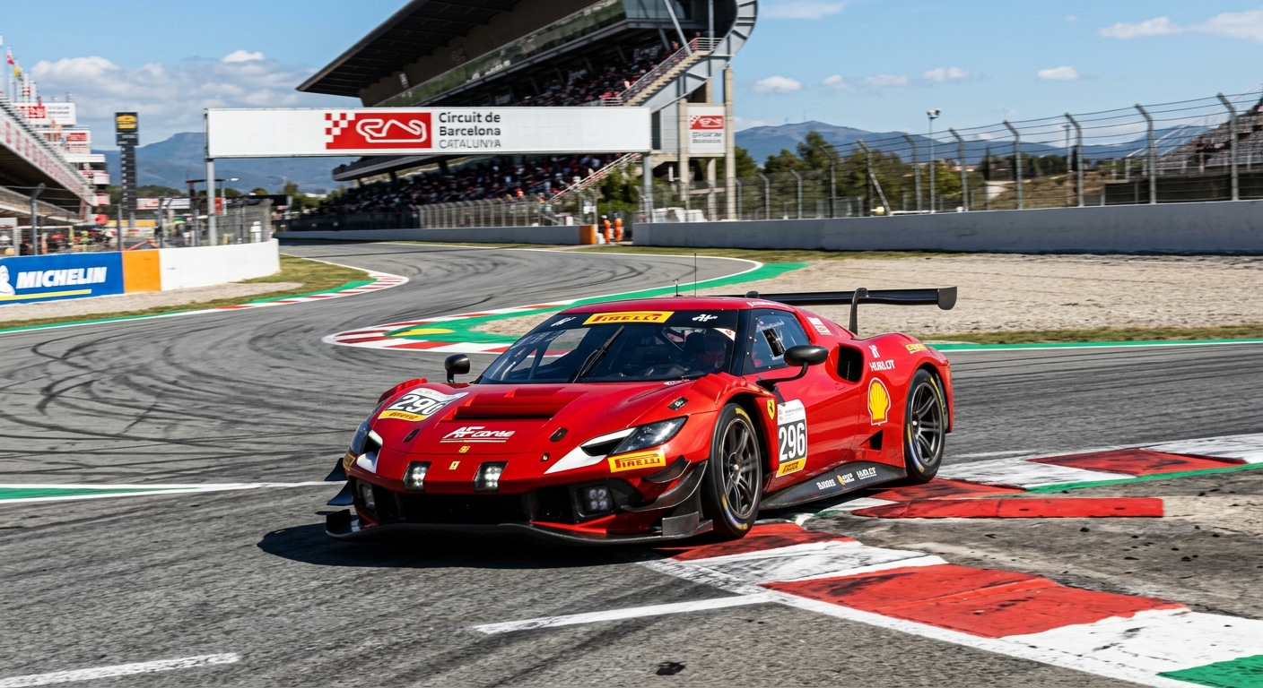A balanced GT3 car maintains a stable aero platform even under the high loads of a technical corner.