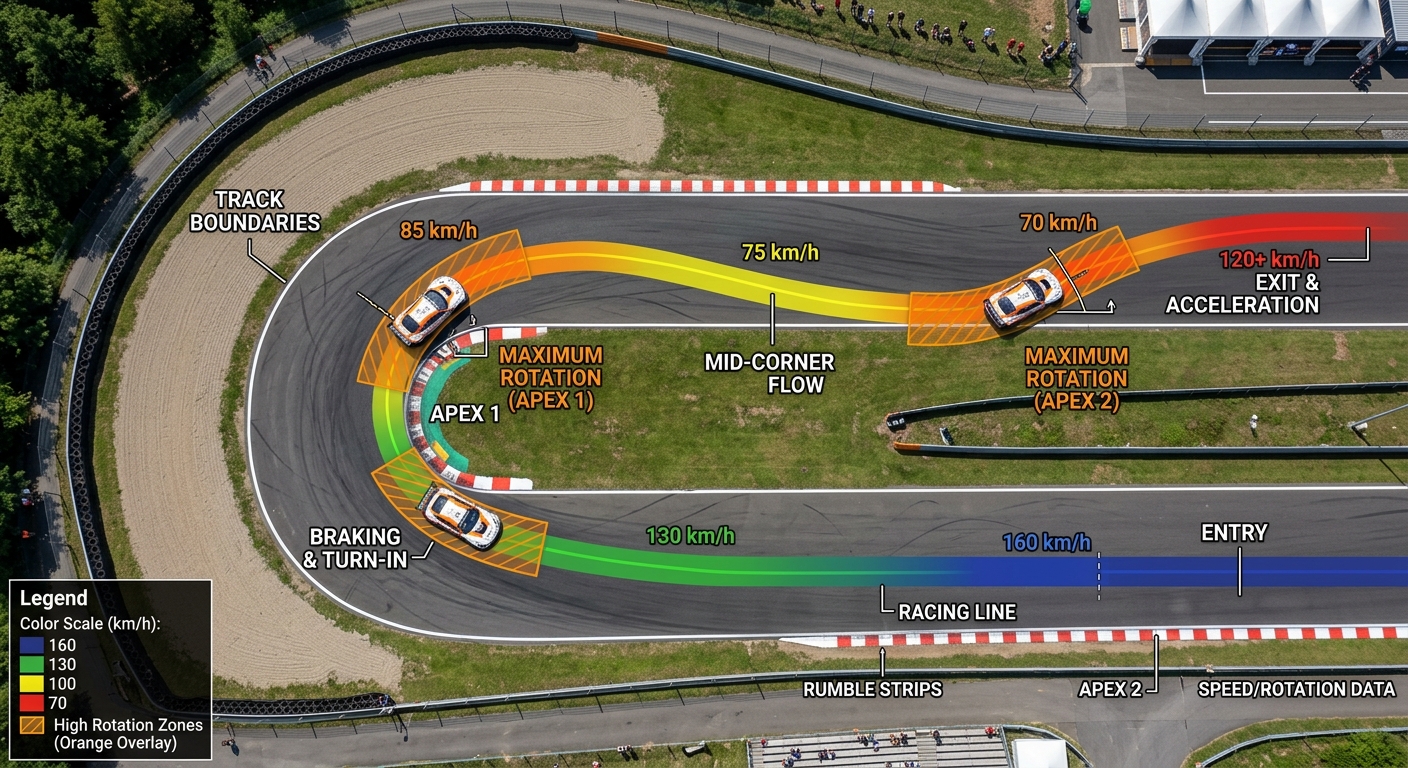 Data-driven analysis reveals the invisible moments of dead time where precious seconds are lost mid-corner.