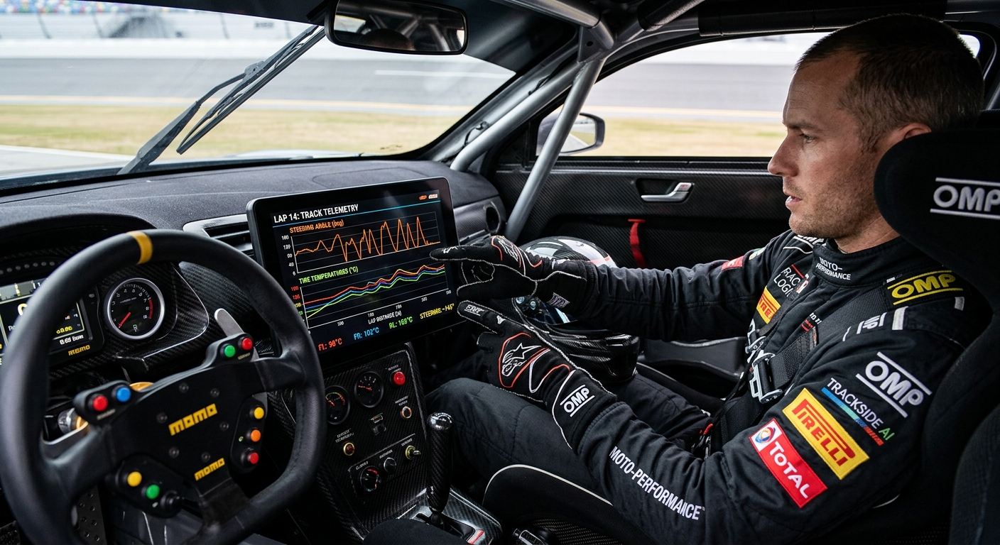 Analyzing steering input consistency and tire temperature deltas to identify areas of overdriving.