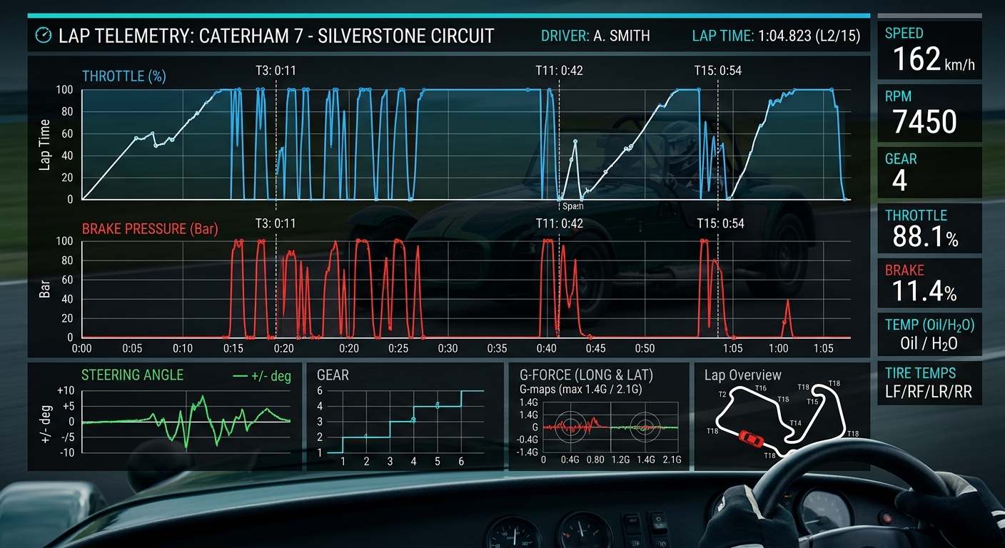 Using telemetry to analyze throttle modulation is the fastest way to eliminate snap oversteer in the Caterham.