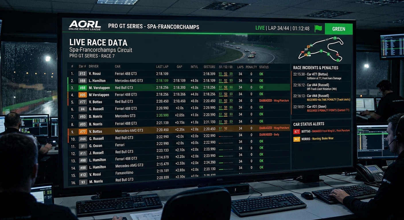 Automated tools help league organizers manage race incidents and track championship points efficiently.