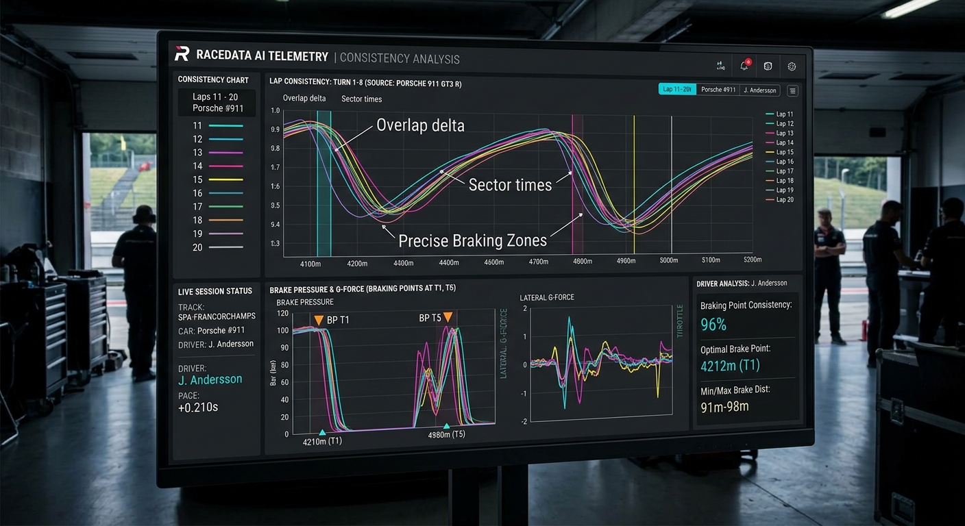 Telemetry data reveals how a stable visual field leads to more consistent braking and smoother steering inputs over time.