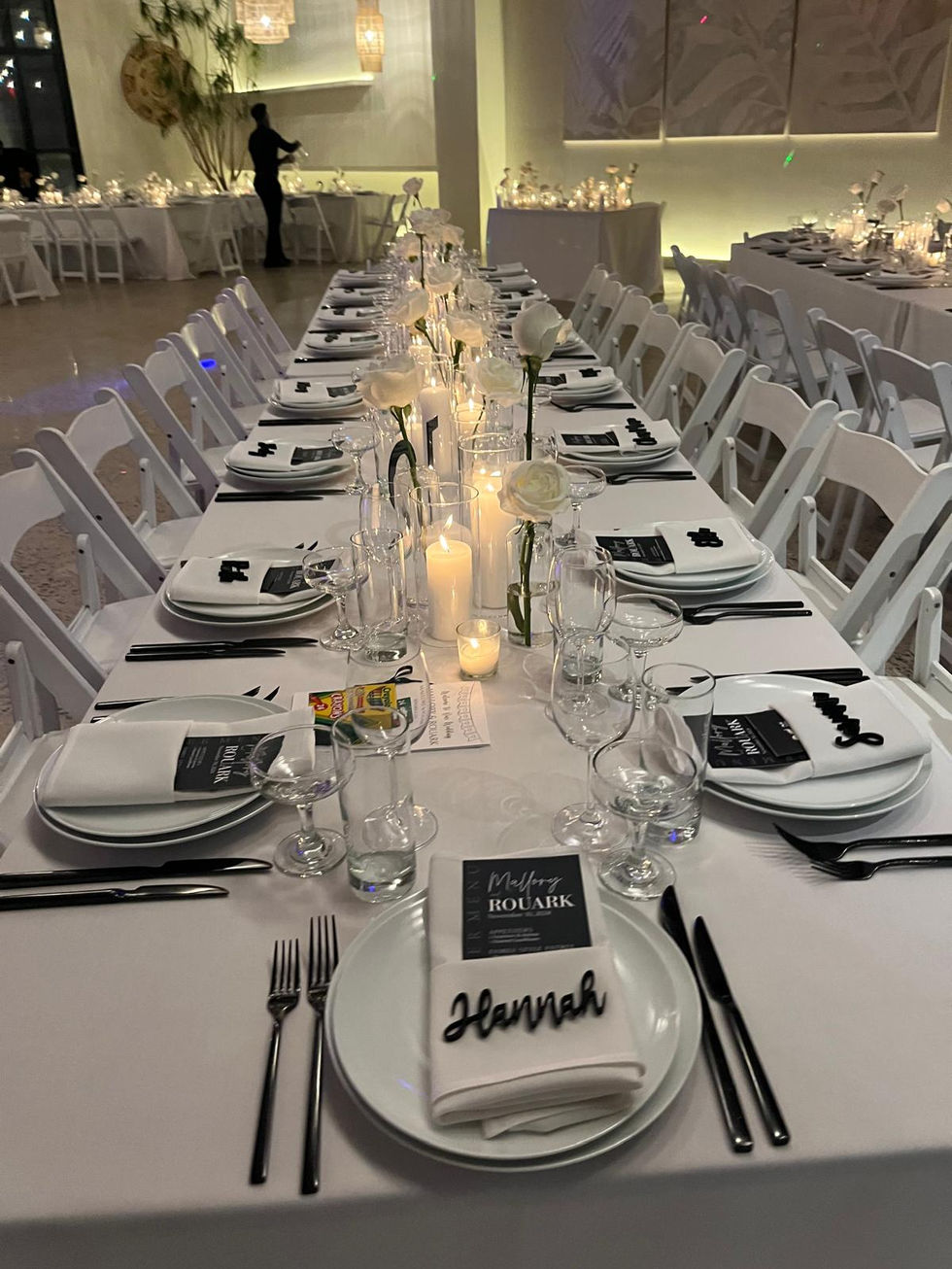 the name hannah is on the napkin on the table