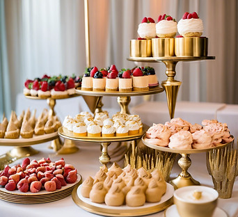 dessert Brunch Station with gold buffet riser stands.jpg