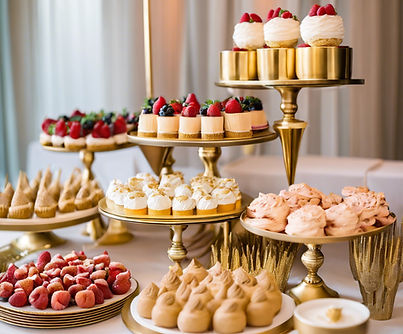 dessert Brunch Station with gold buffet riser stands.jpg