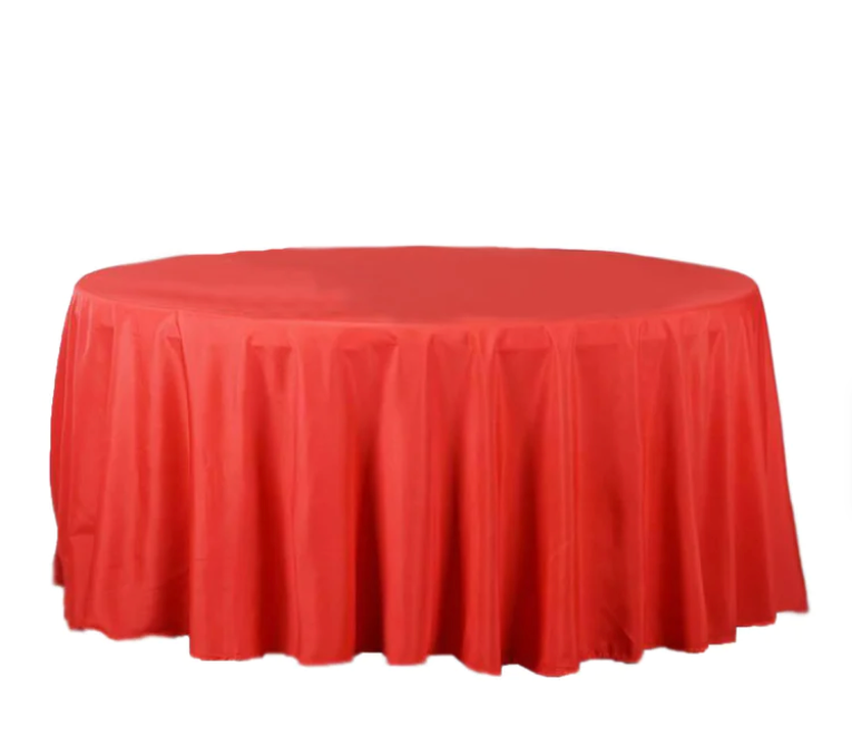 Red Seamless Polyester Round Tablecloth