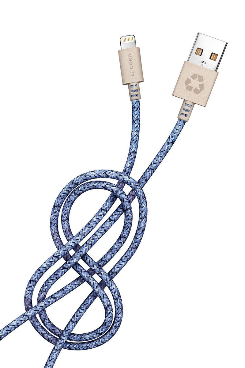 Thumbnail: Bleu iPhone Lightning cable · 2 meter · Made of recycled fishing nets