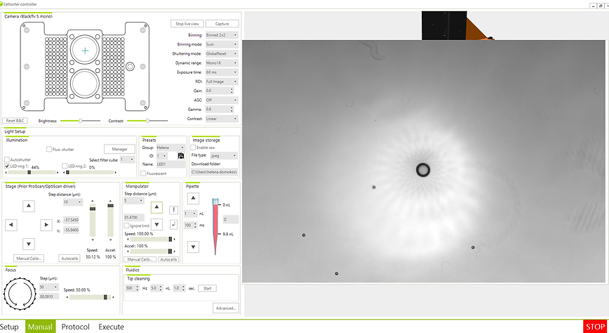 Pipette calibration, when the image of the beads and the tip of the pipette is sharp