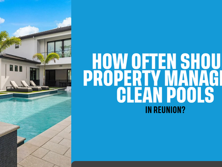 Luxury short-term rental home in Reunion, FL with a crystal-clear pool, sun loungers, and palm trees — ideal example for property manager pool cleaning standards.