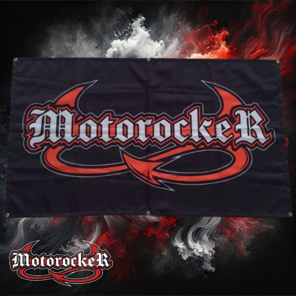 BANDEIRA MOTOROCKER LOGO LARANJA