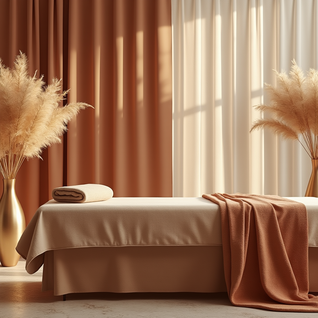 Massage Table in orange relaxing room