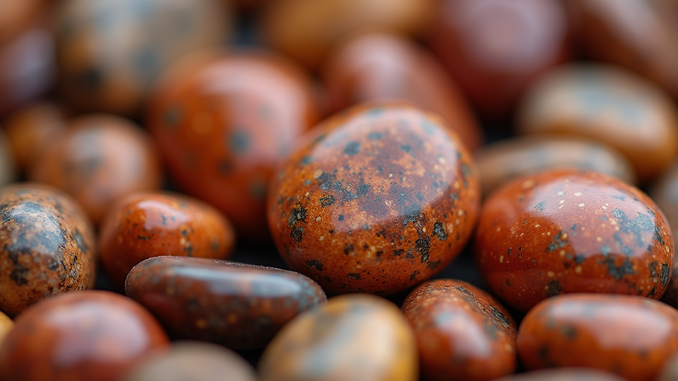 Close-up view of vibrant Mookaite Jasper stones