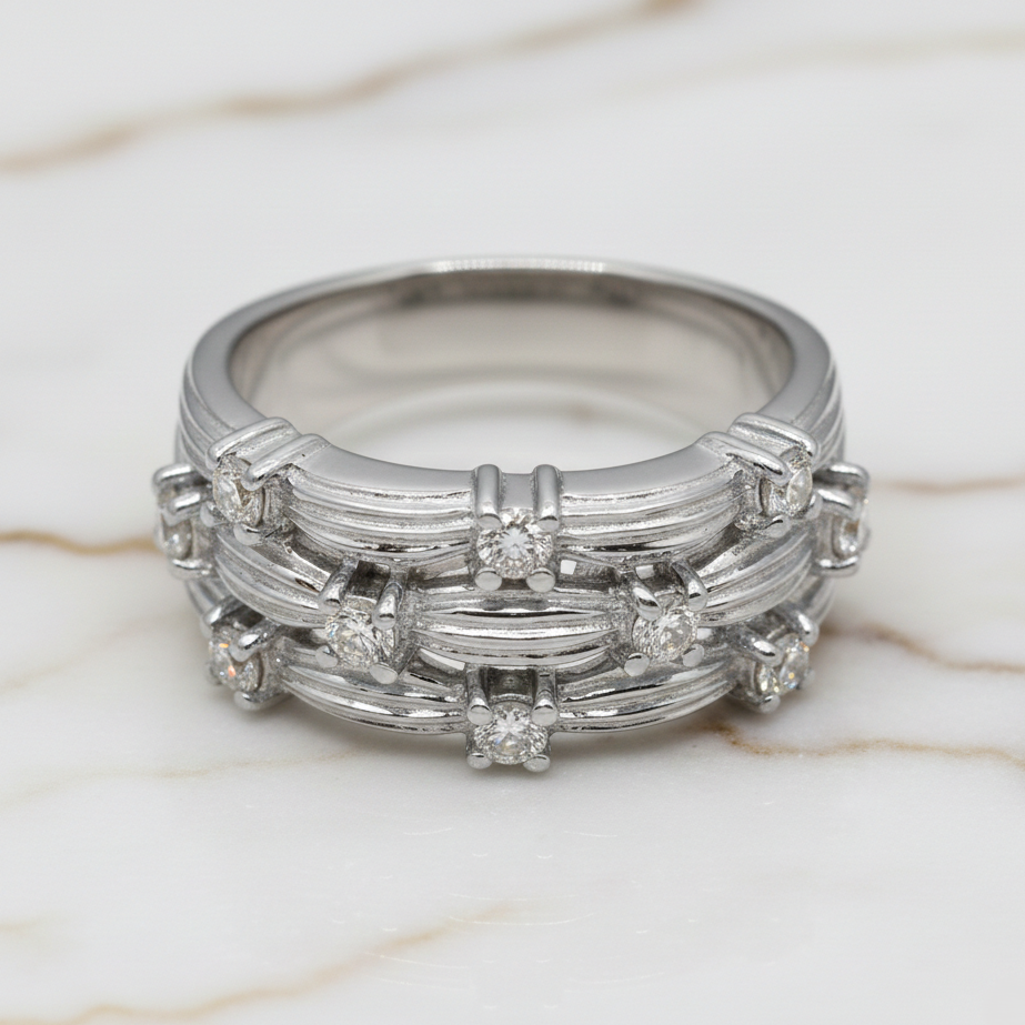 Thumbnail: Architectural Ribbed Eternity Band