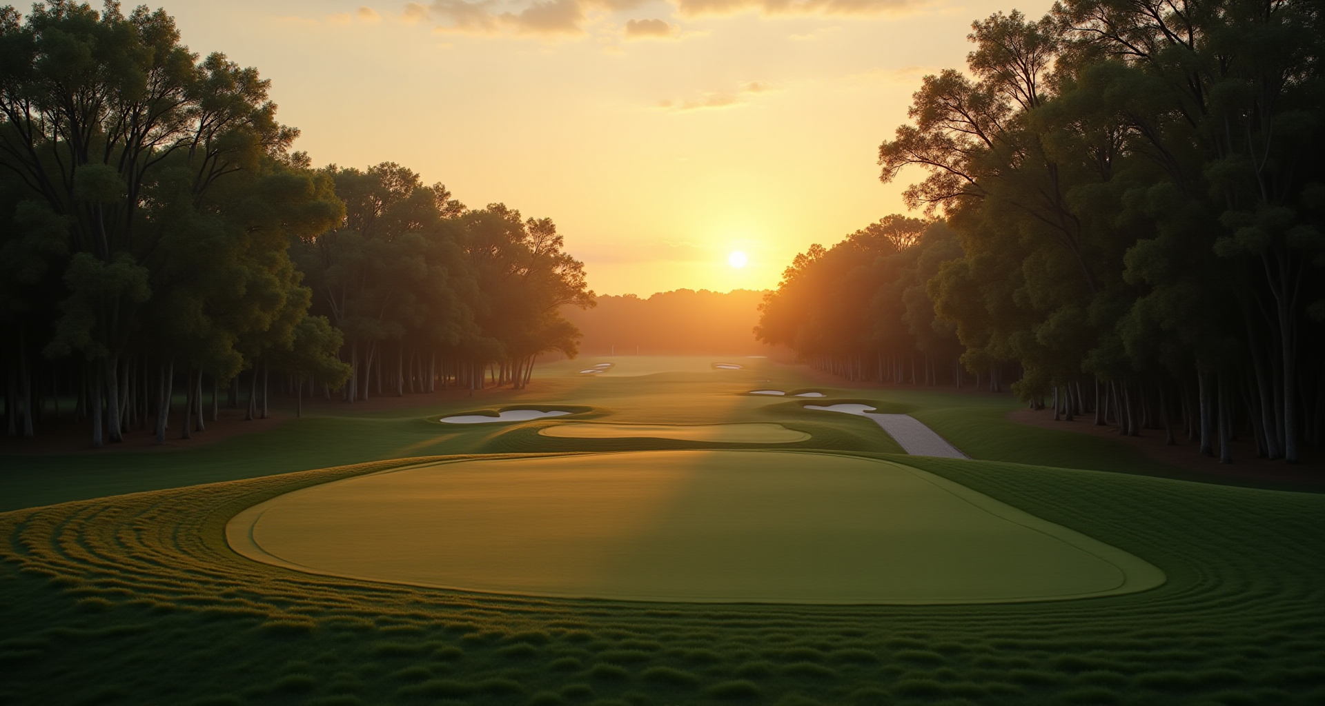 Golf fairway in soft light