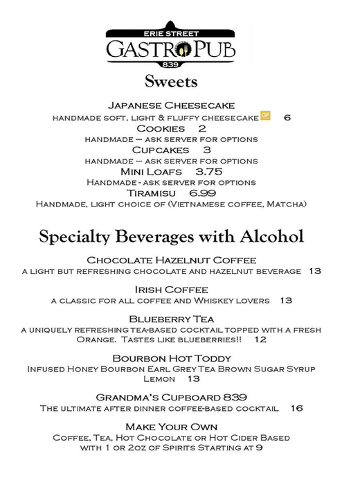 Erie Street Gastropub Deserts Windsor Ontario