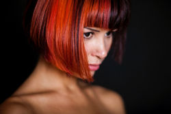 Model with Wind Swept Hair