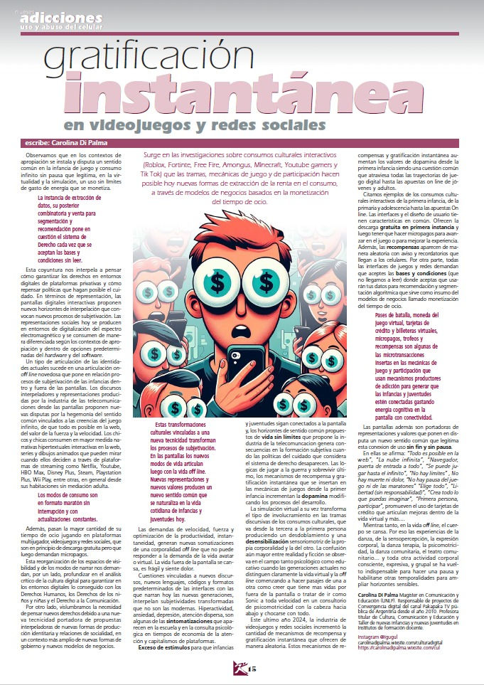 Gratificación inmediata y recomepensas en videojuegos y redes sociales