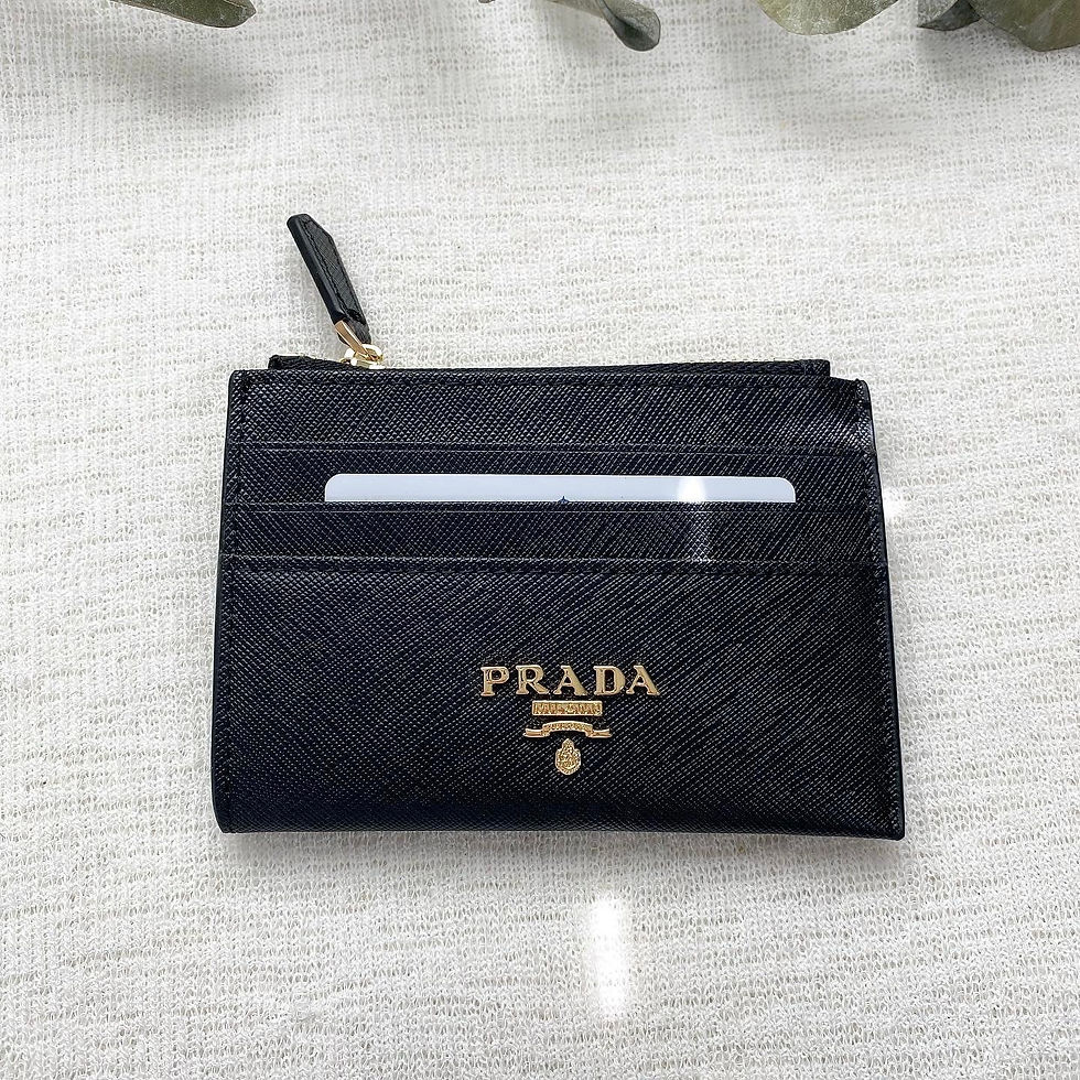 Thumbnail: Luxury Black Saffiano Zipper Card Wallet (+Box)