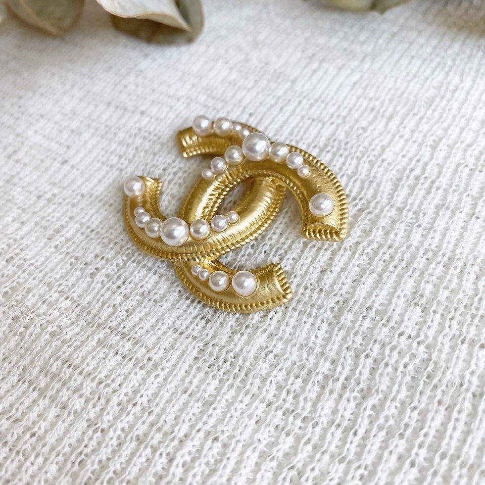 Thumbnail: Luxury Gold Pearl Brooch (+Stamp)