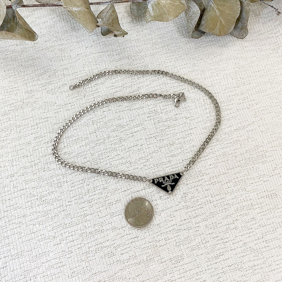 Thumbnail: Luxury Silver TriangIe Chain Necklace (+Stamp)