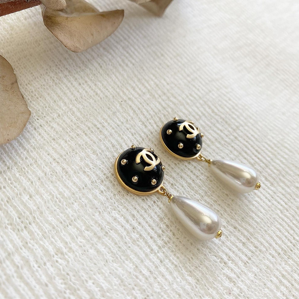 Thumbnail: Luxury Black Pearl Earrings (+Stamp)