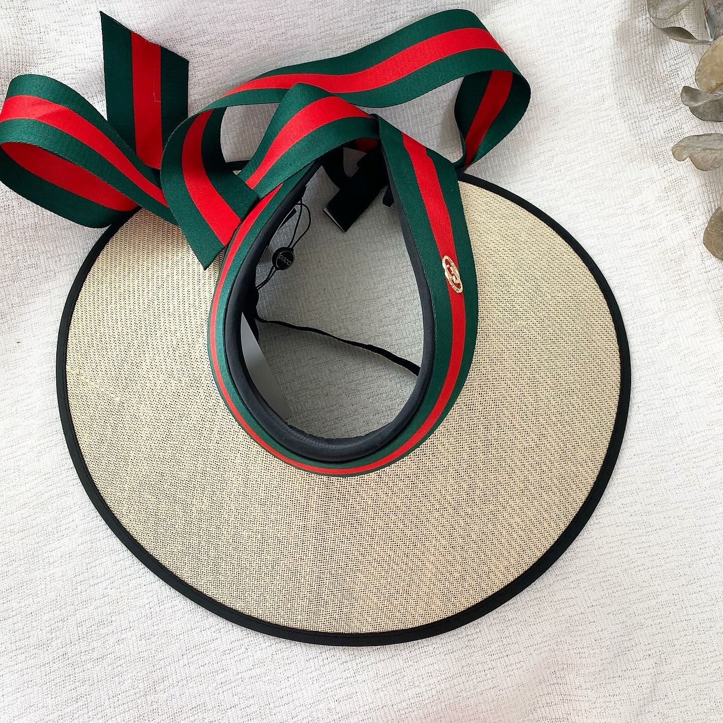 Luxury Beige Wicker Sun Visor Hat (+Label)