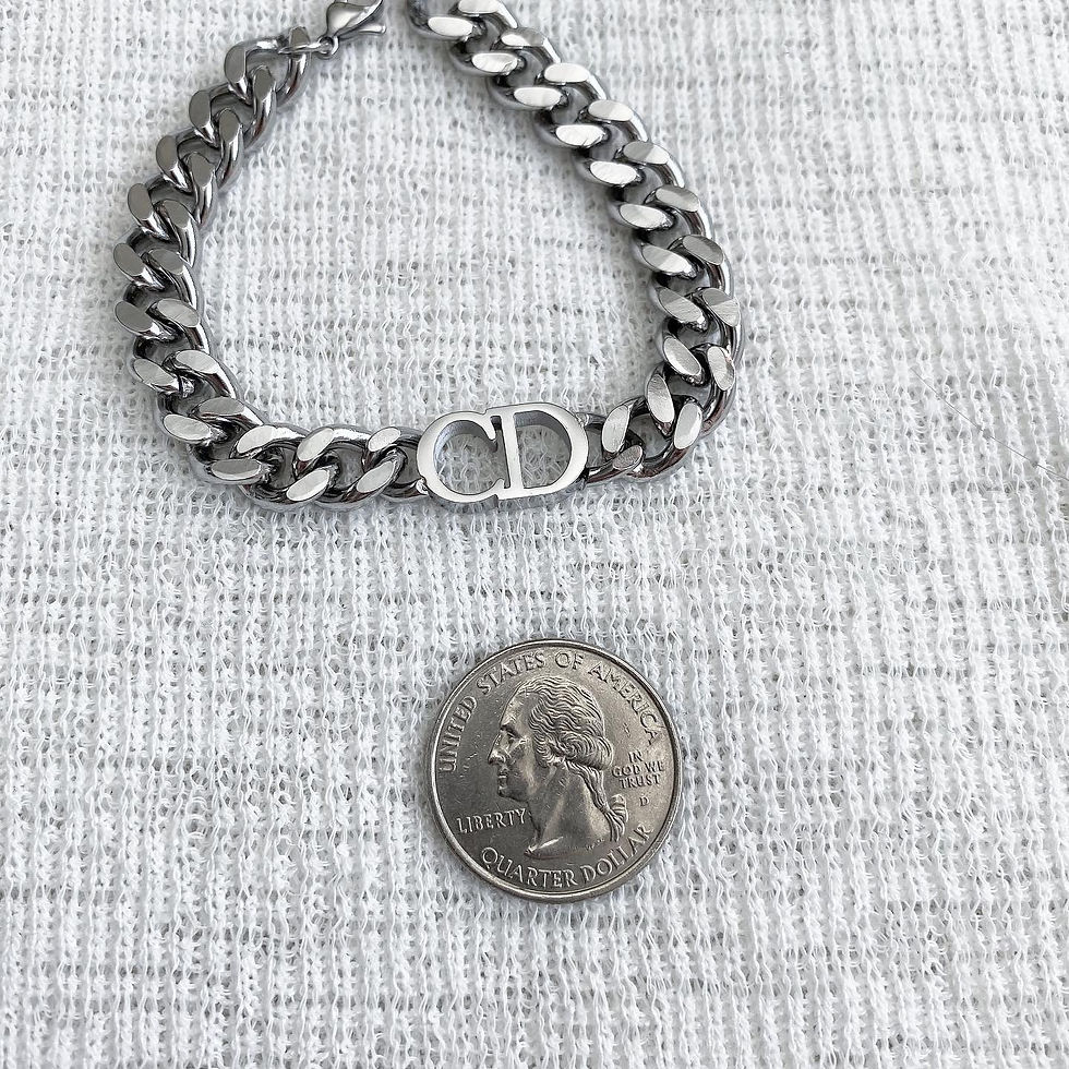 Thumbnail: Luxury Silver ĆD Chain Bracelet (+Stamp)