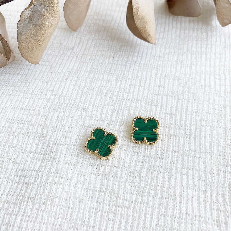 Thumbnail: Luxury Green Flower Earrings (+Stamp)