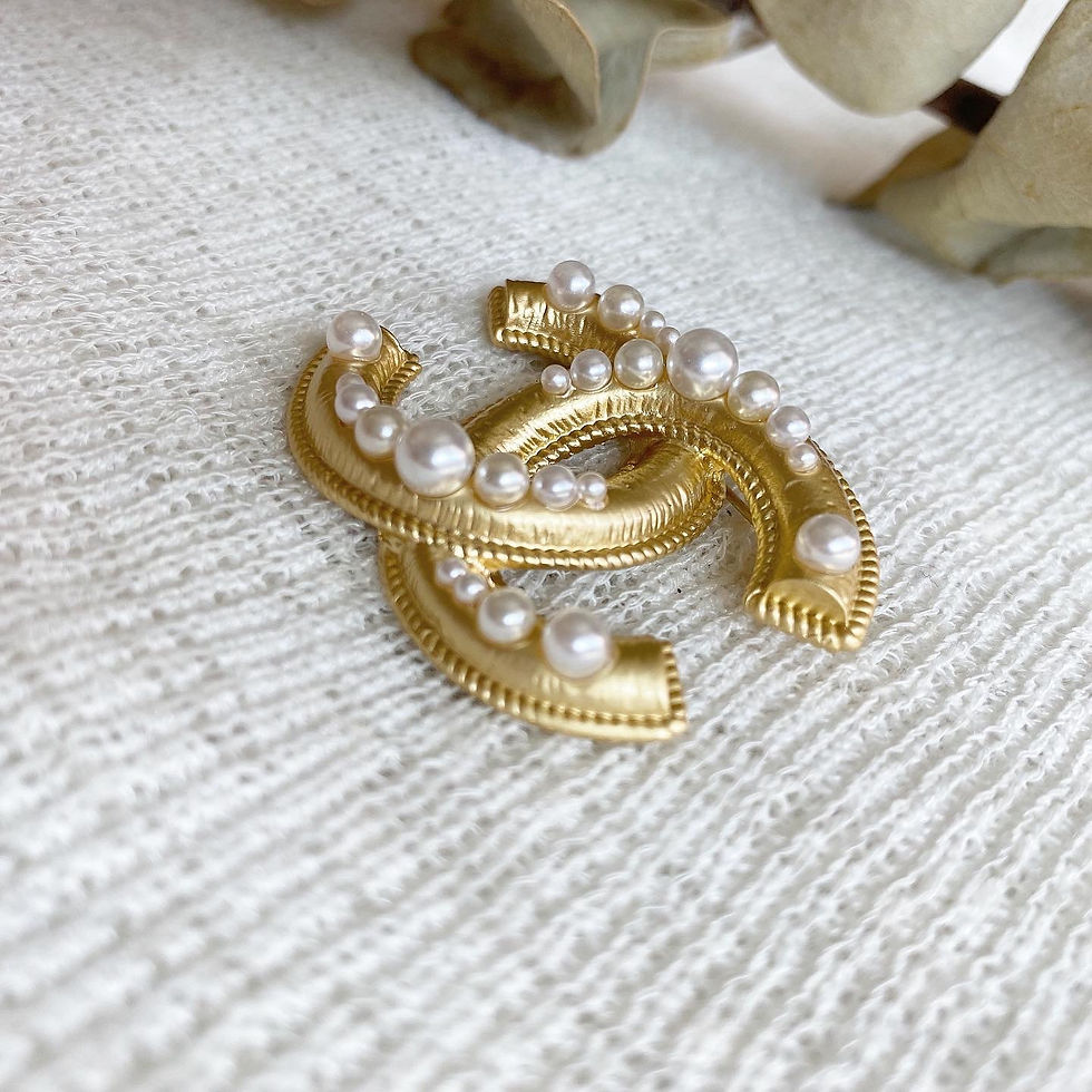 Thumbnail: Luxury Gold Pearl Brooch (+Stamp)