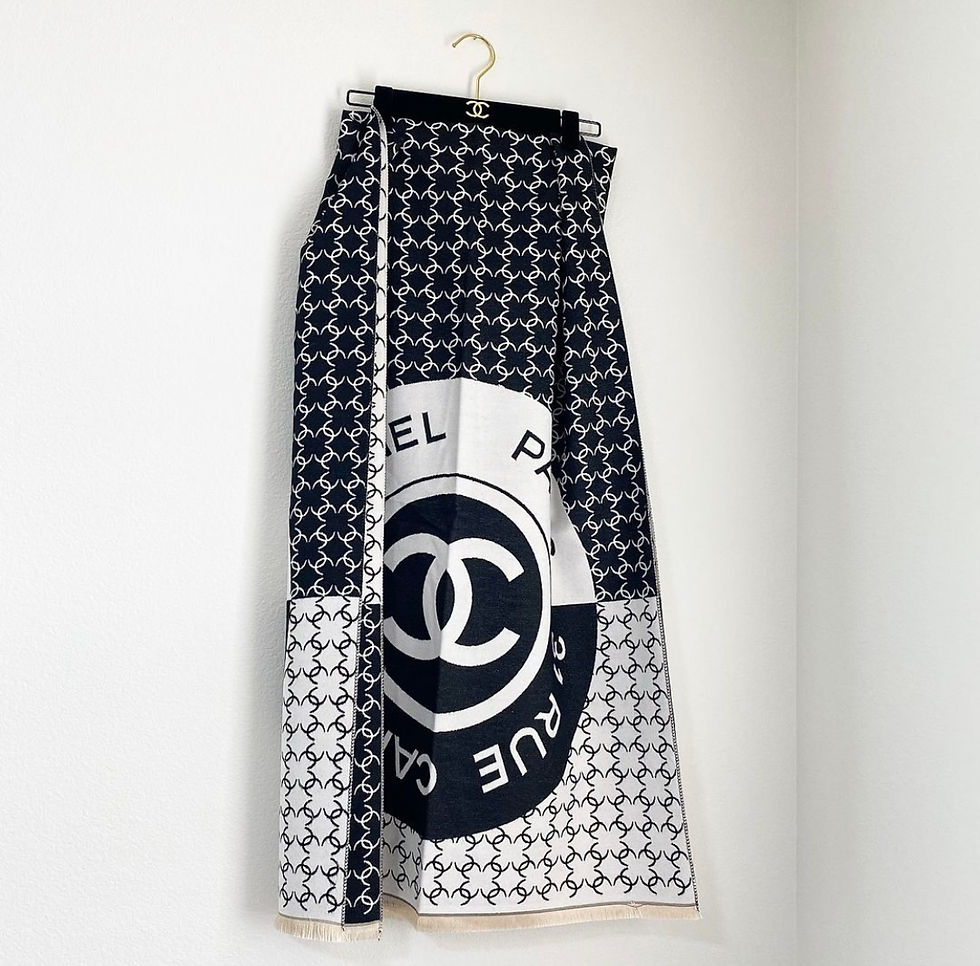 Thumbnail: Luxury Black/White Cashmere Scarf