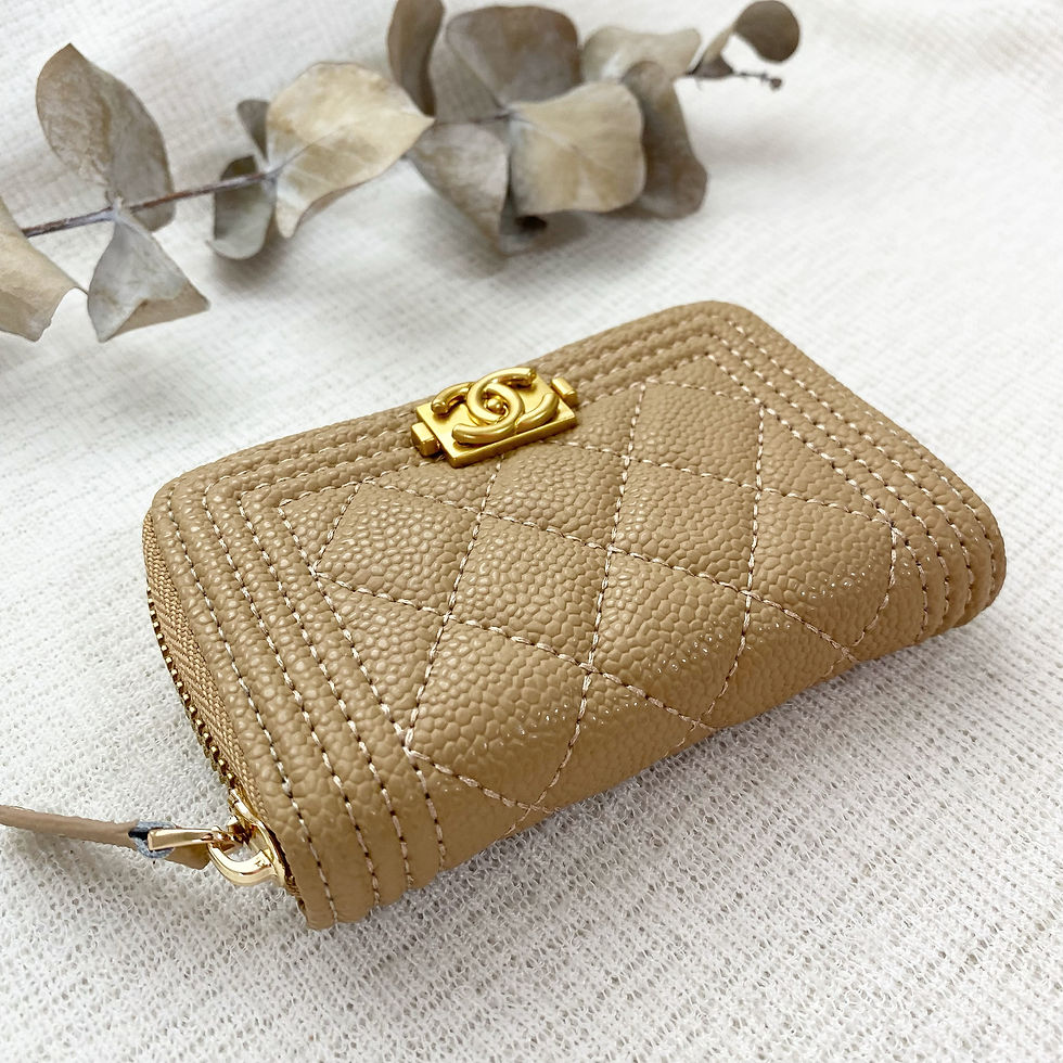 Thumbnail: Luxury Tan Zipper Wallet (Gold)