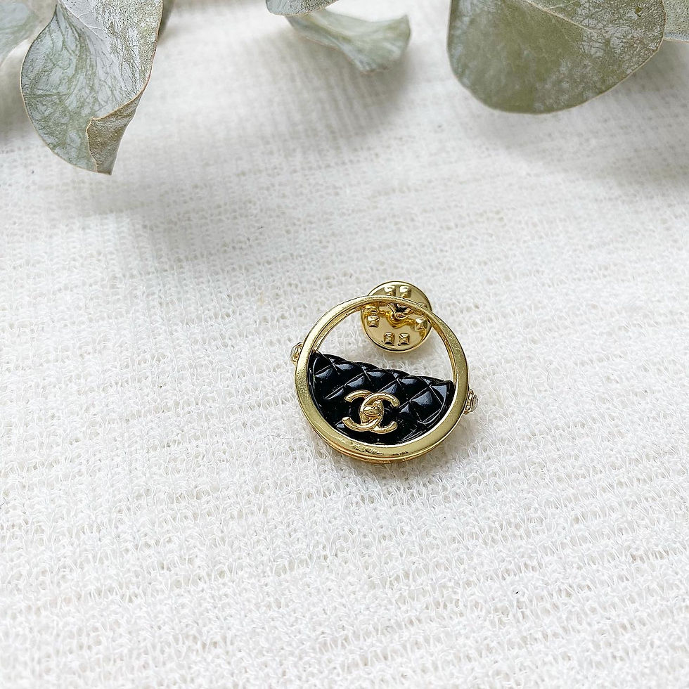 Thumbnail: Luxury Gold Black Bag Pin Brooch
