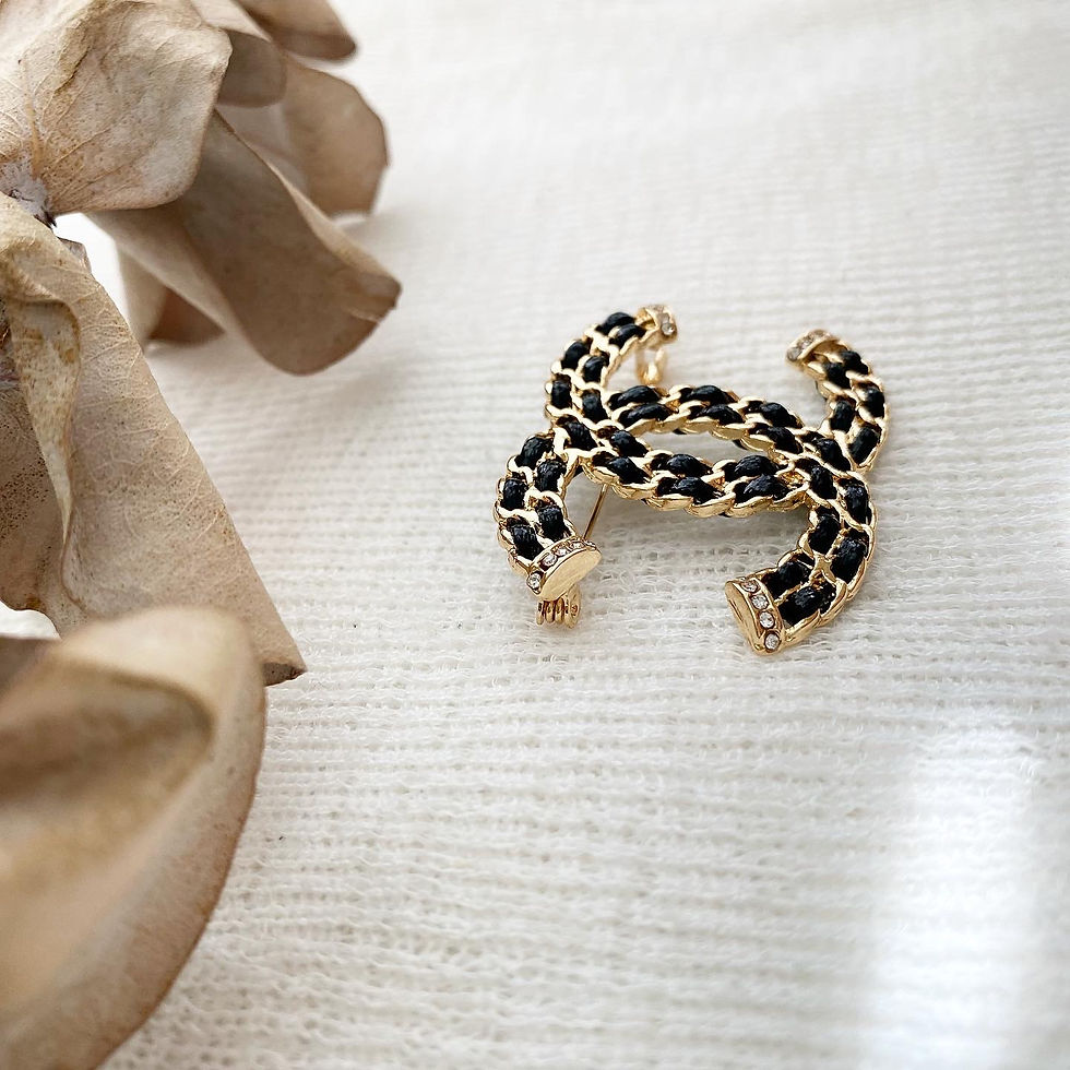 Thumbnail: Luxury Black Chain Brooch (+Stamp)