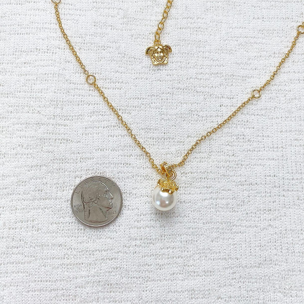 Thumbnail: Luxury Gold Vērsācē Pearl Necklace (+Stamp)