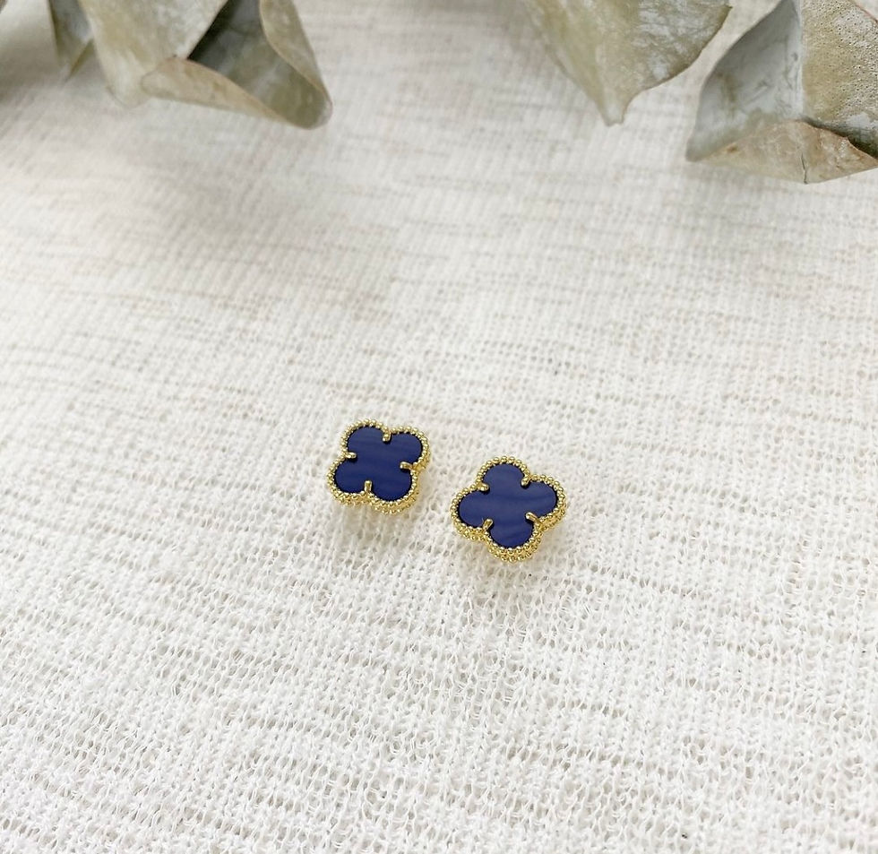 Thumbnail: Luxury Navy Flower Earrings (+Stamp)