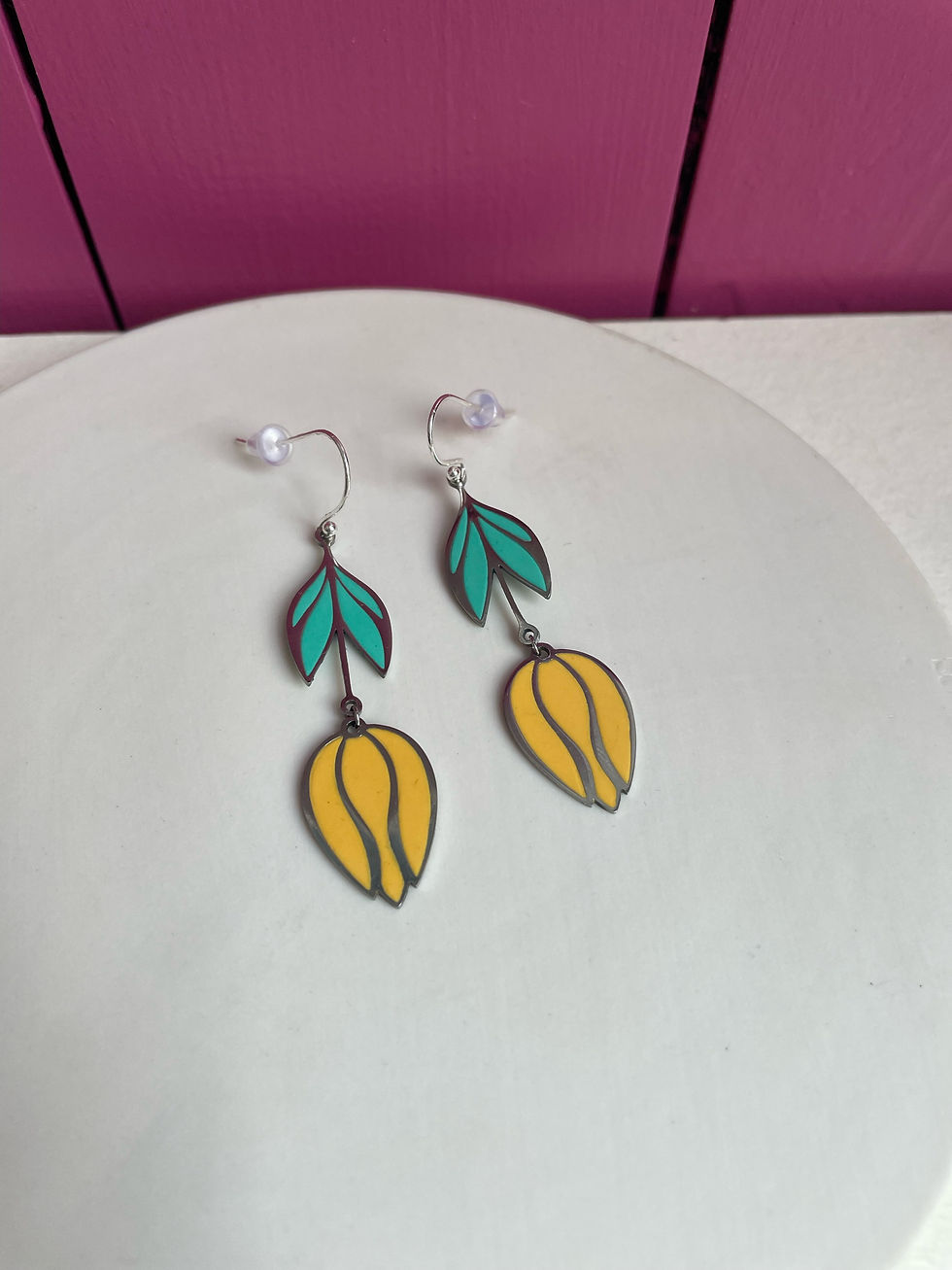 Thumbnail: Yellow Tulip Earrings - Cementique