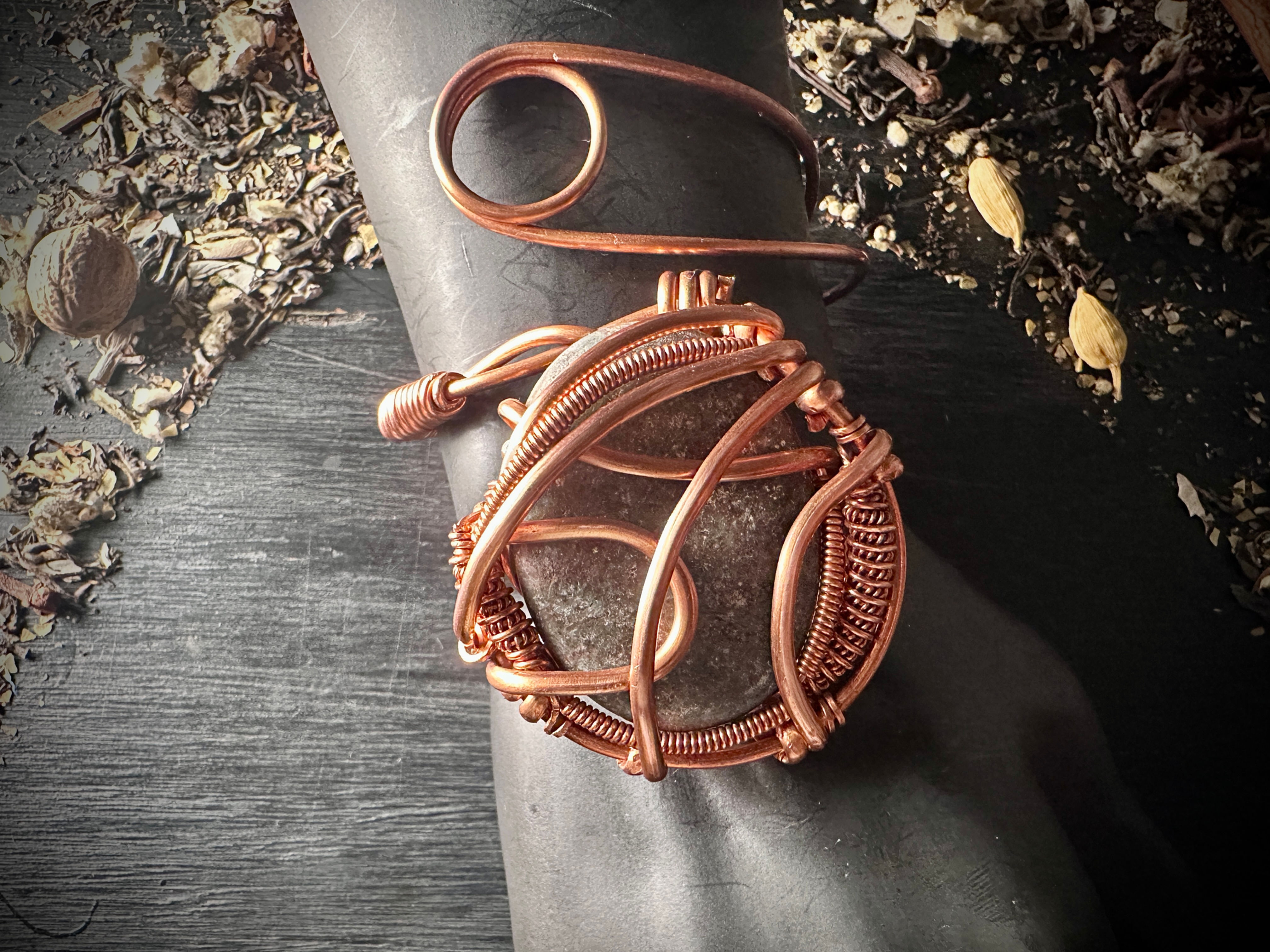 Copper Wrapped Ruby Kyanite Armed Amulet