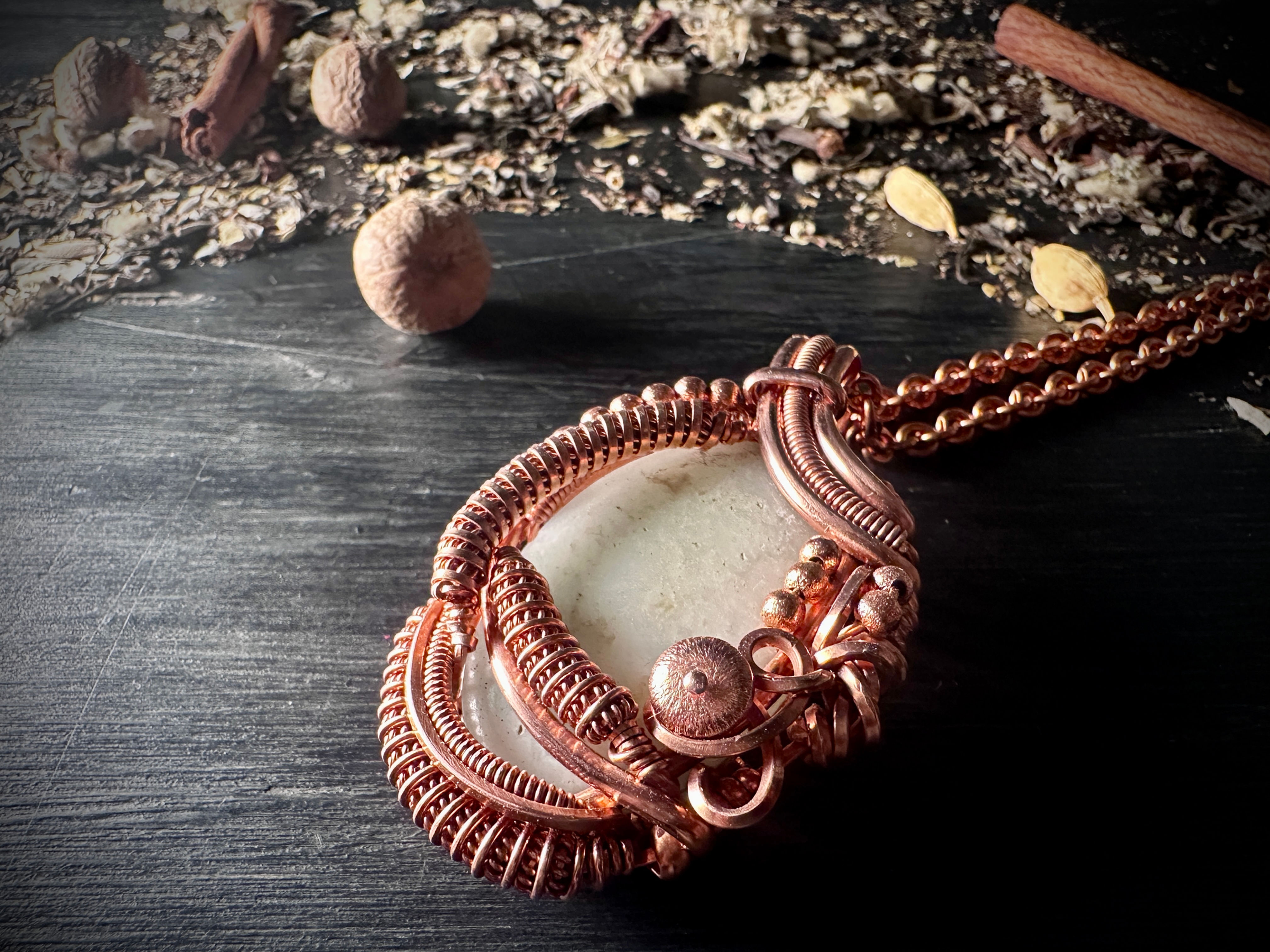 Blue Aragonite Amulet w/ Cuban Link Chain